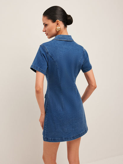 Button Denim Shirt Dress