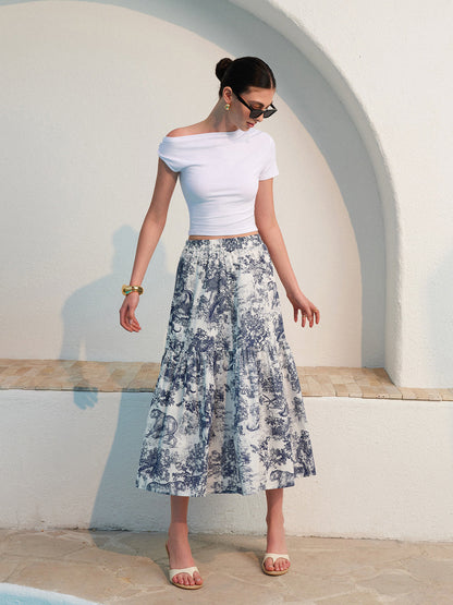 Floral Print Ruffled Skirt