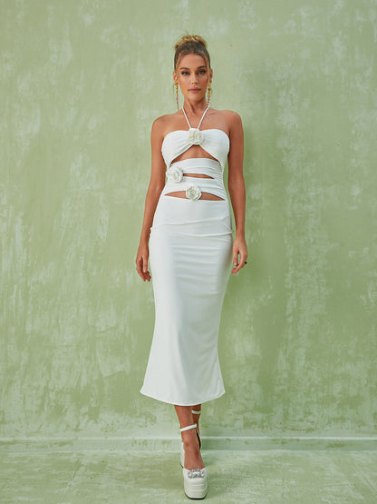 Floral Kesimli Midi Elbise