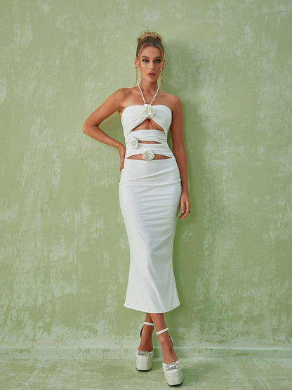Floral Kesimli Midi Elbise