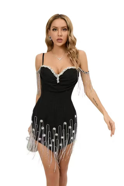 Pırıltılı Kristal Mini Balo Elbisesi