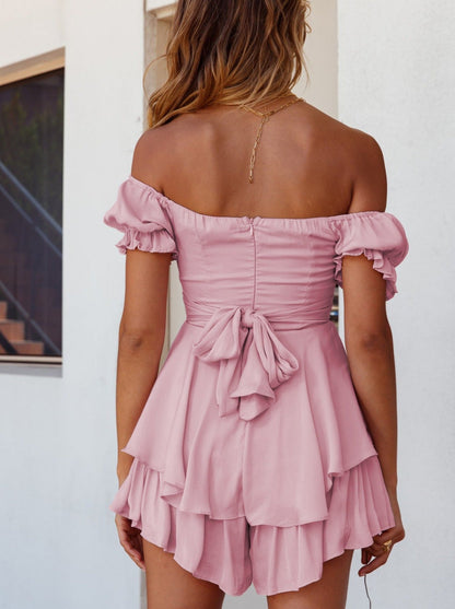 Floral Pembe Şort Elbise