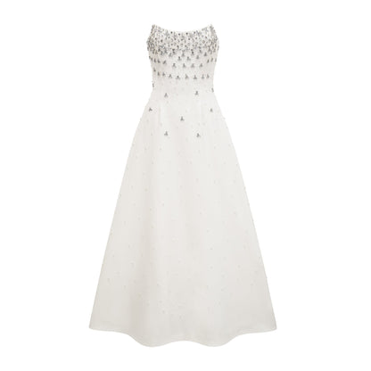 Elegant Siyah İşlemeli Maxi Elbise